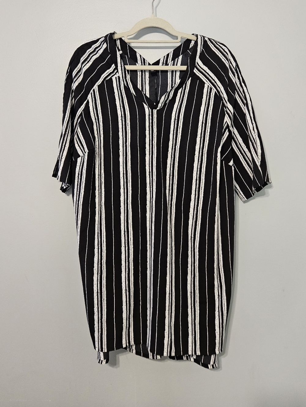 ellos Black and White Striped Tunic Top